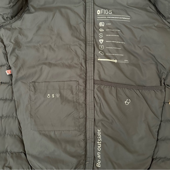 FIGS Women’s Black Zipper Front On Shift Puffer Hoodie Jacket Size XL NWT - Picture 6 of 9